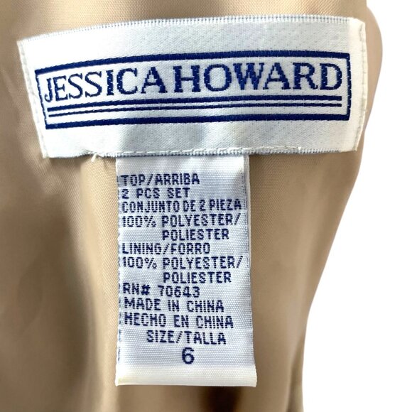 Gold Floral Brocade 2-PC Formal Skirt Suit Set Size 6 Mother of Bride Cocktail - Picture 7 of 8